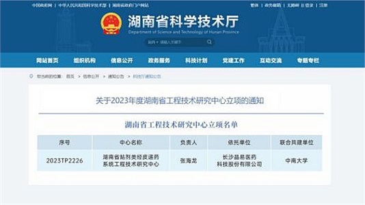 晶易醫(yī)藥“湖南省貼劑類(lèi)經(jīng)皮遞藥系統(tǒng)工程技術(shù)研究中心”成功立項(xiàng)！